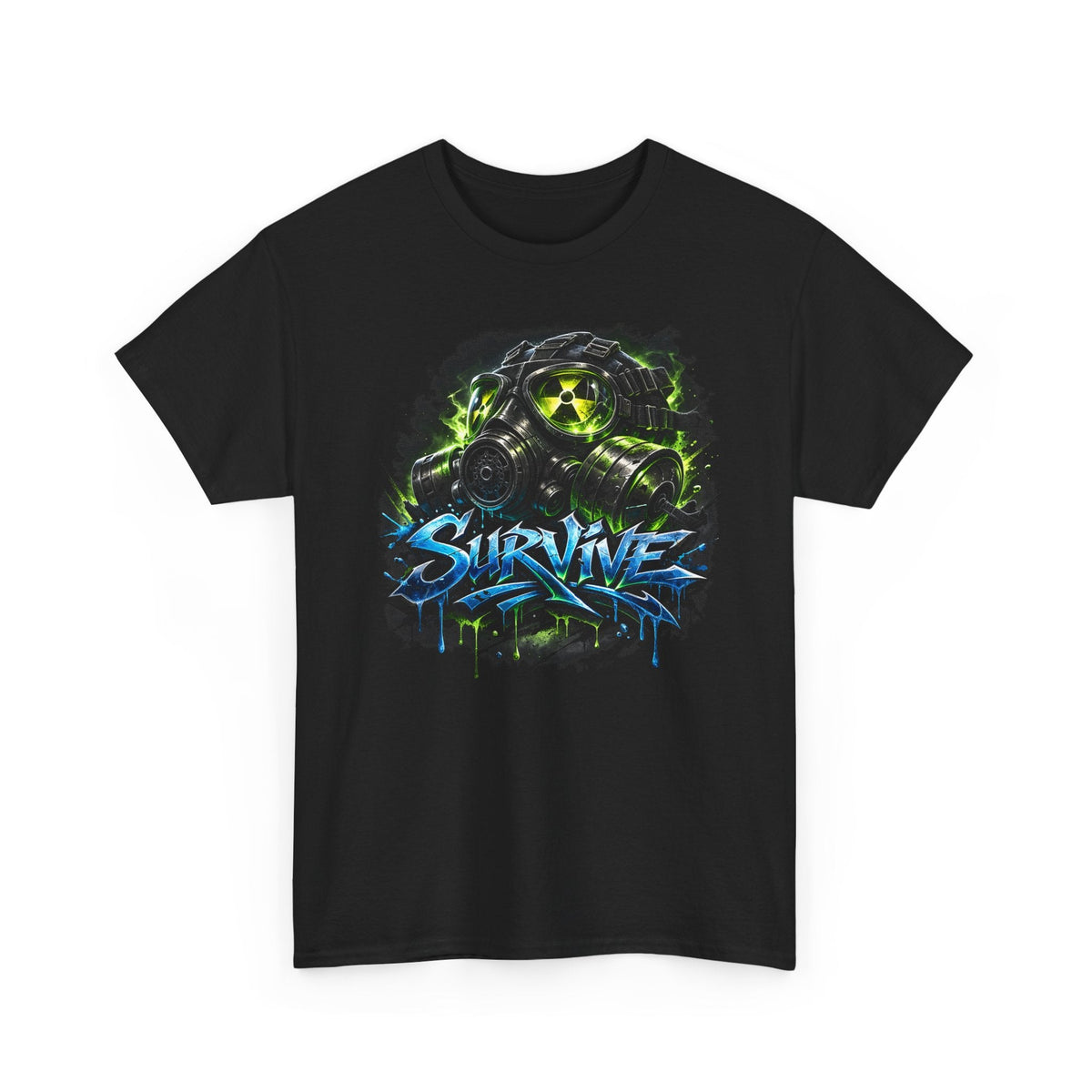 Survive Gas Mask T-Shirt — Post-Apocalyptic Gaming Tee