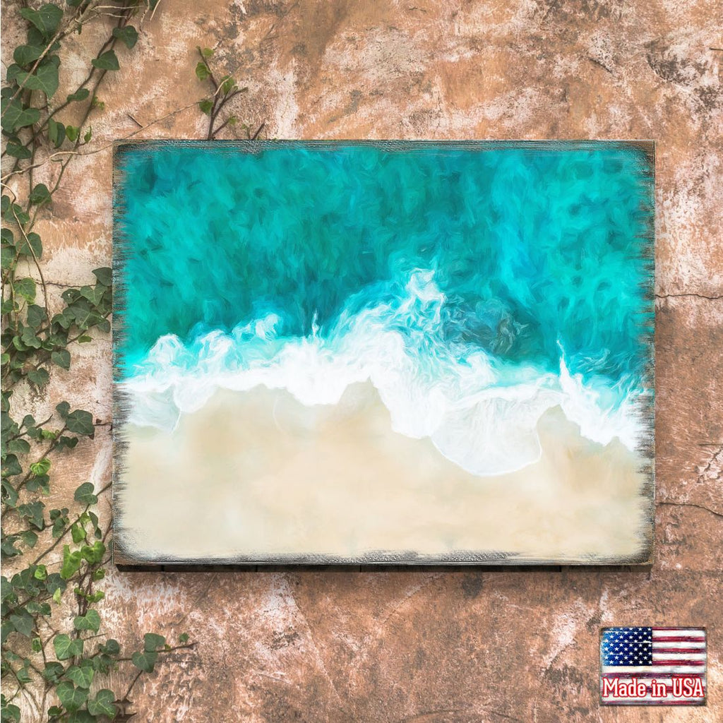 Ocean Shore Art Wooden Wall Art by Nature Wonders - Nature Wildlife Decor  - 95398B