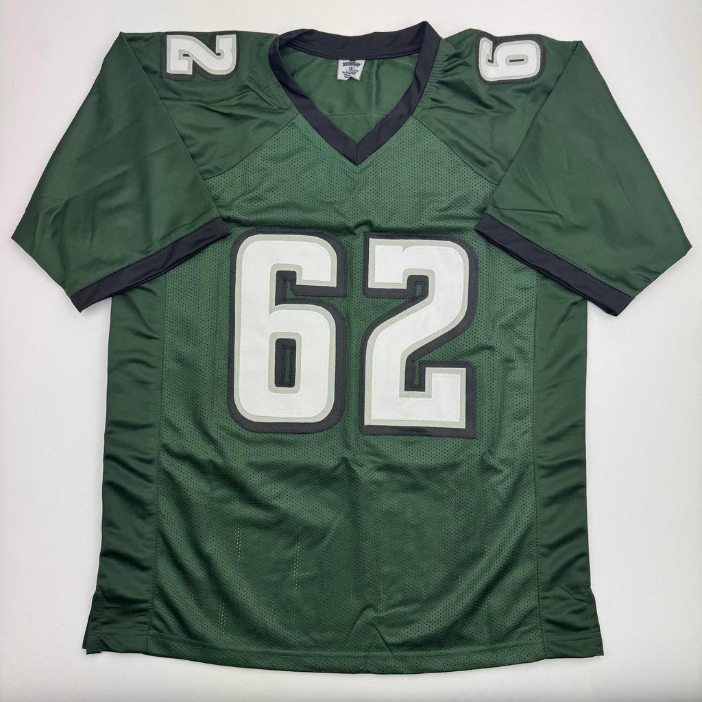 Autographed/Signed Jason Kelce Philadelphia Green Football Jersey PSA COA