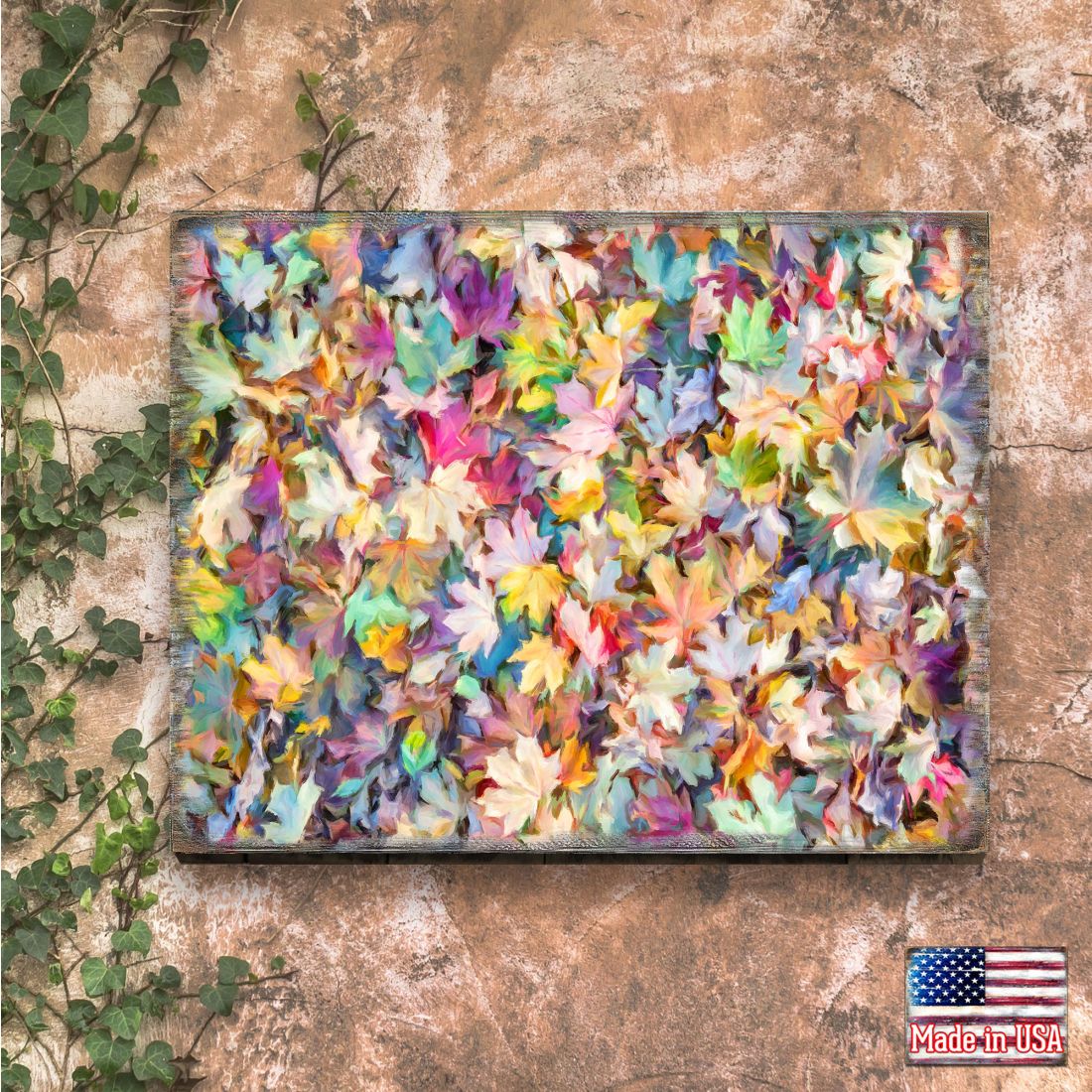 Colorful Leaves Art Wooden Wall Art by Nature Wonders - Nature Wildlife Decor  - 95402B