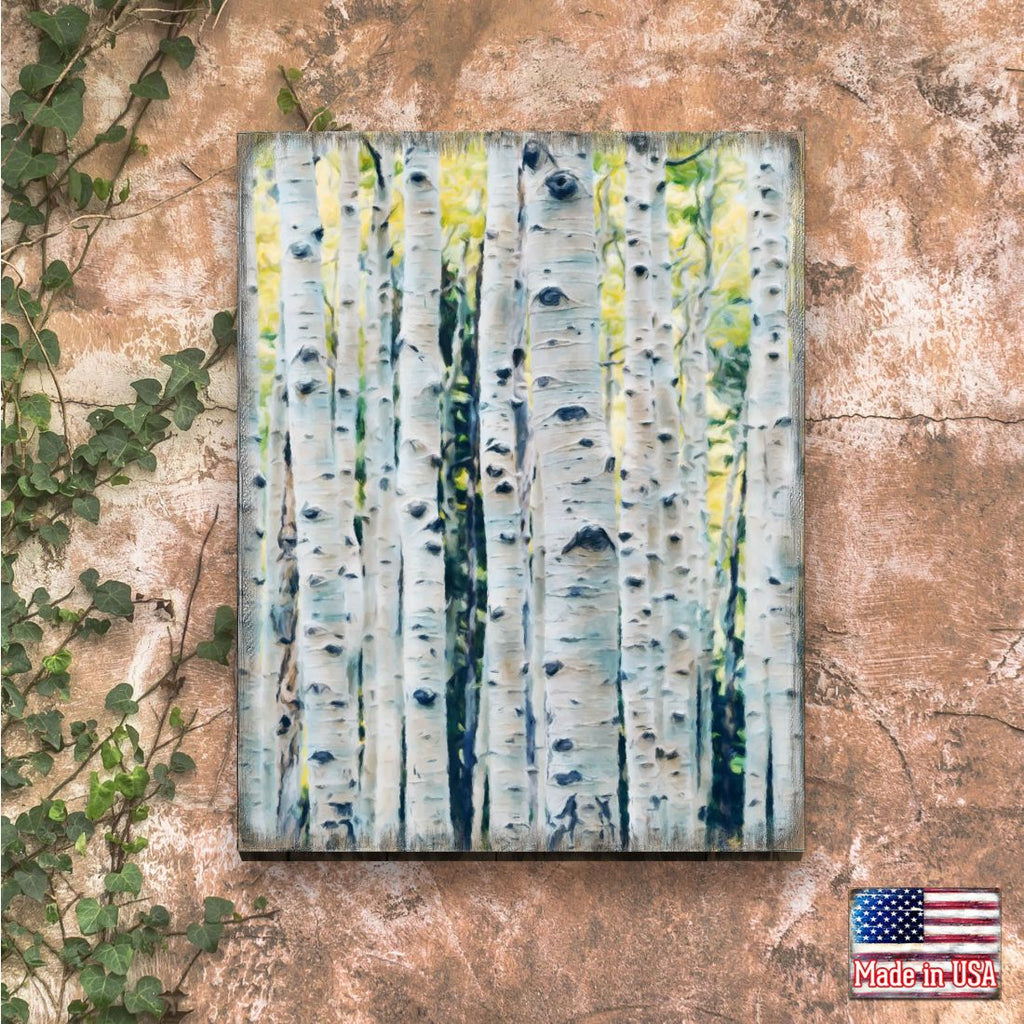 Birch Grove Art Wooden Wall Art by Nature Wonders - Nature Wildlife Decor  - 95390B