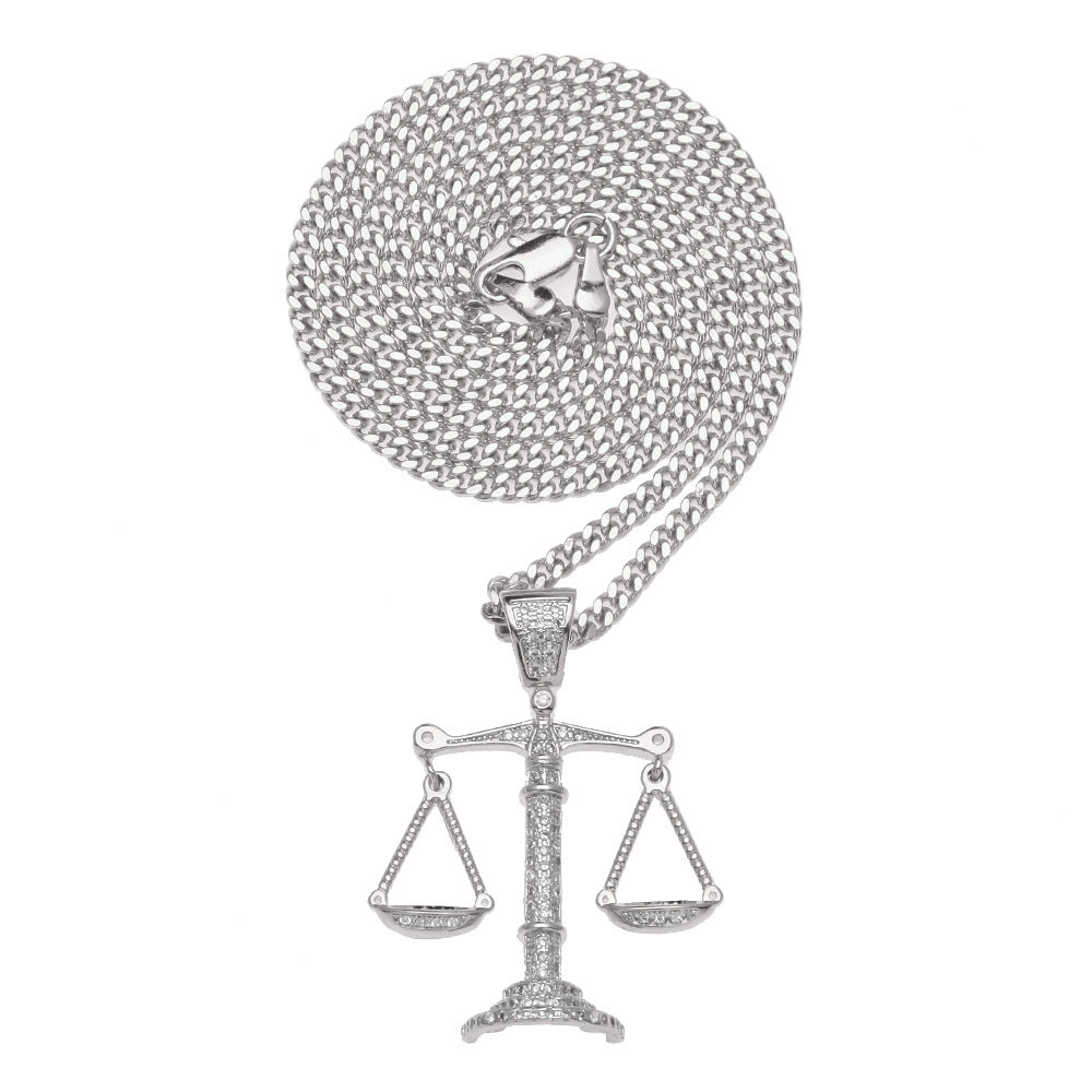 Justice Scale Iced Out CZ Hip Hop Necklace
