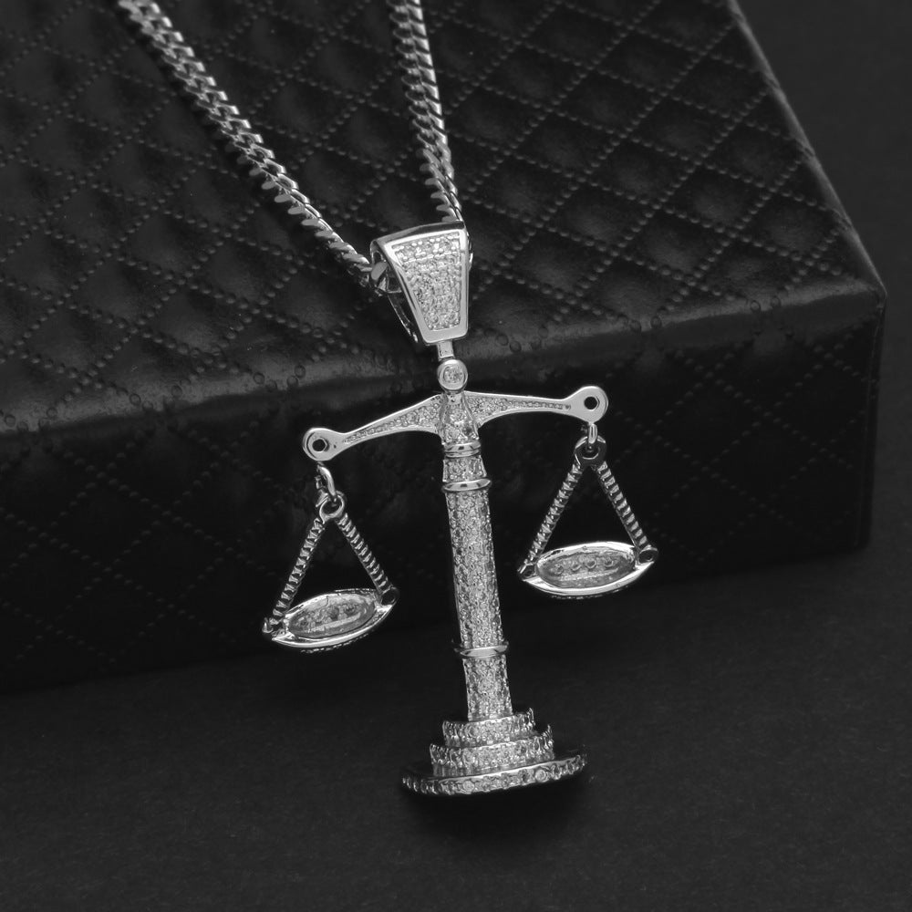 Justice Scale Iced Out CZ Hip Hop Necklace