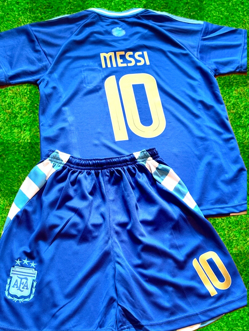 Lionel Messi Argentina 2024/25 Kids Soccer Jersey Kit Youth Toddler Sizes 3T-Y XL