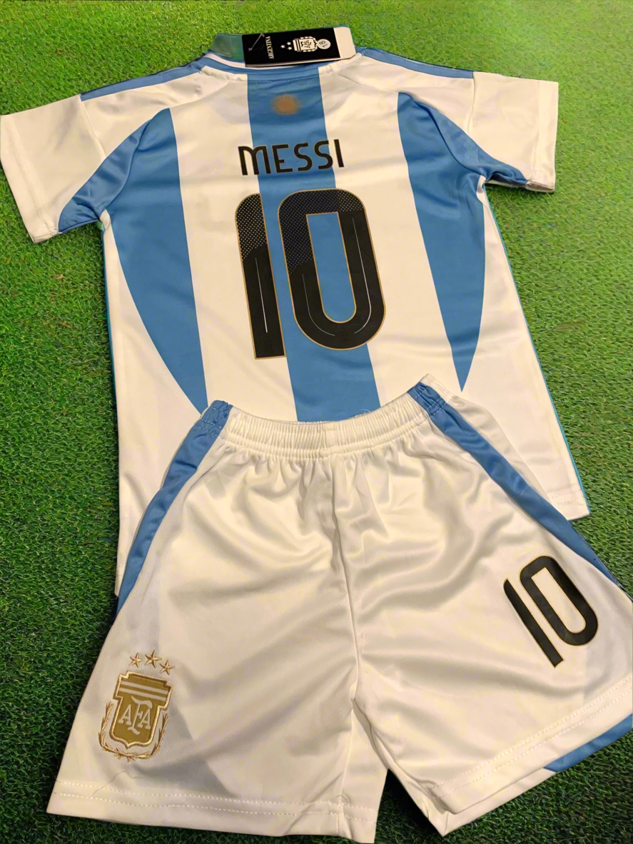 Lionel Messi Kids Soccer Argentina Home Jersey Set Youth & Toddler Sizes