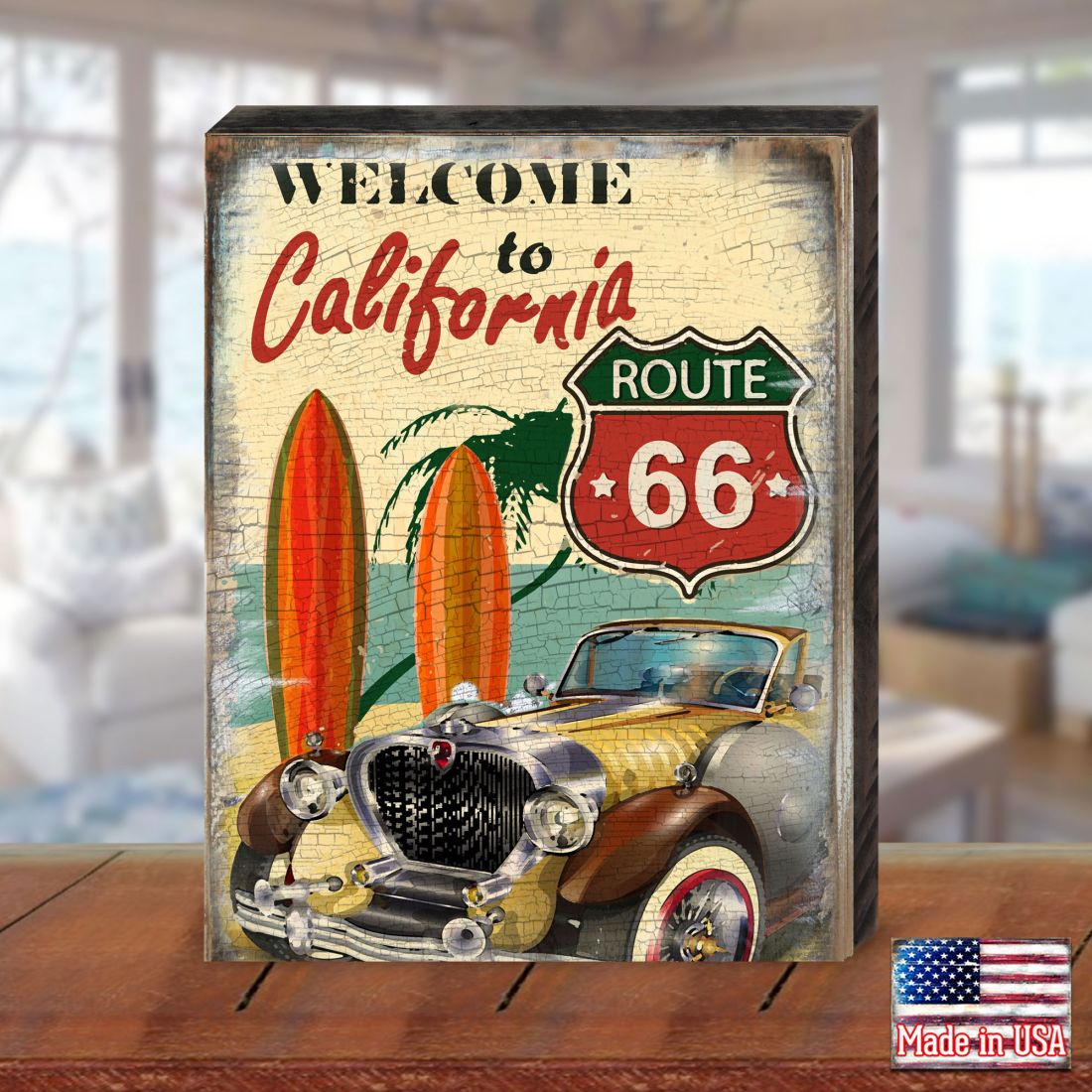 California Art Wooden Wall Art by Nature Wonders - American Patriotic Decor - 95311B