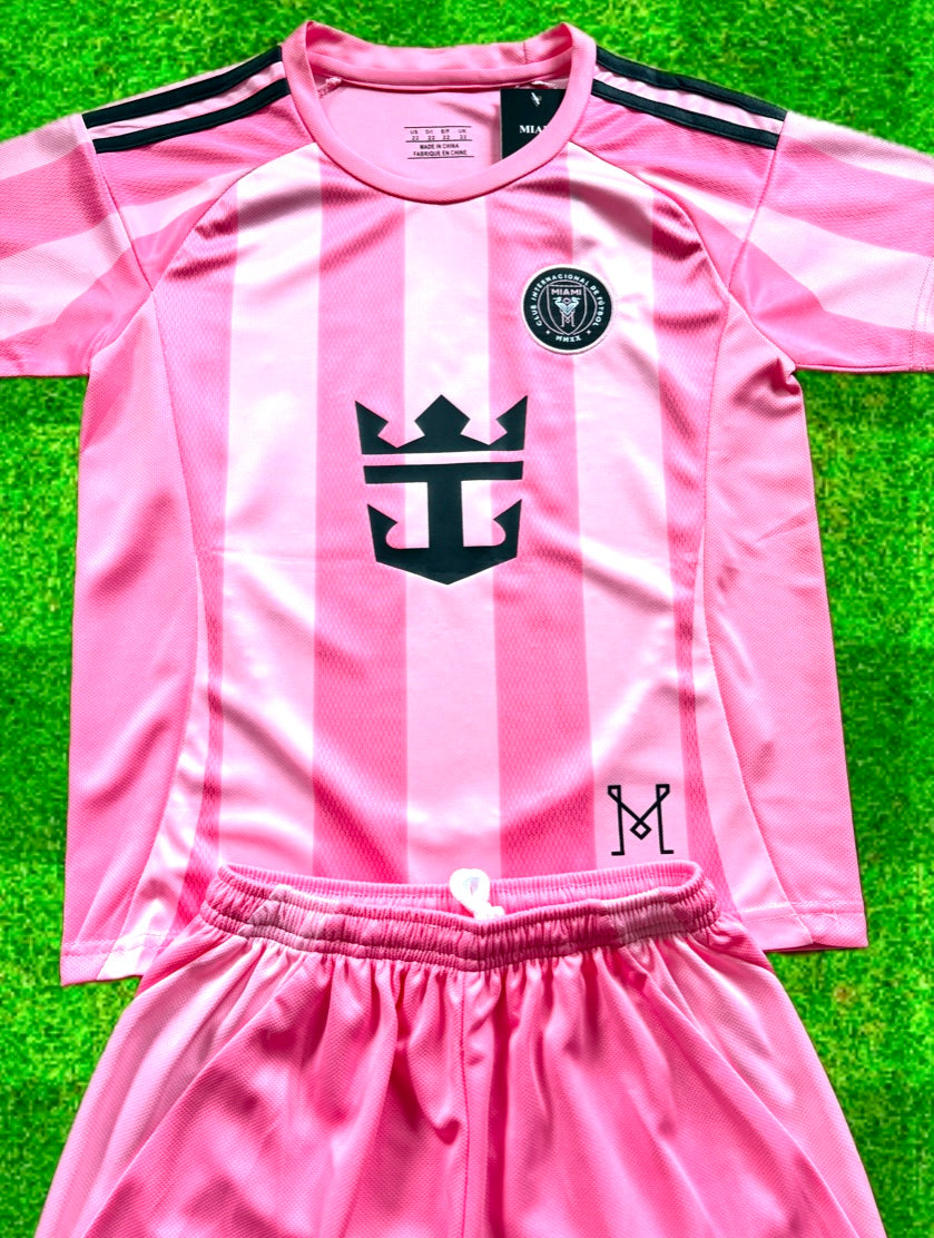 New Pink Lionel Messi Home Kids Soccer Jersey Pink Set of 2 | Toddler & Youth