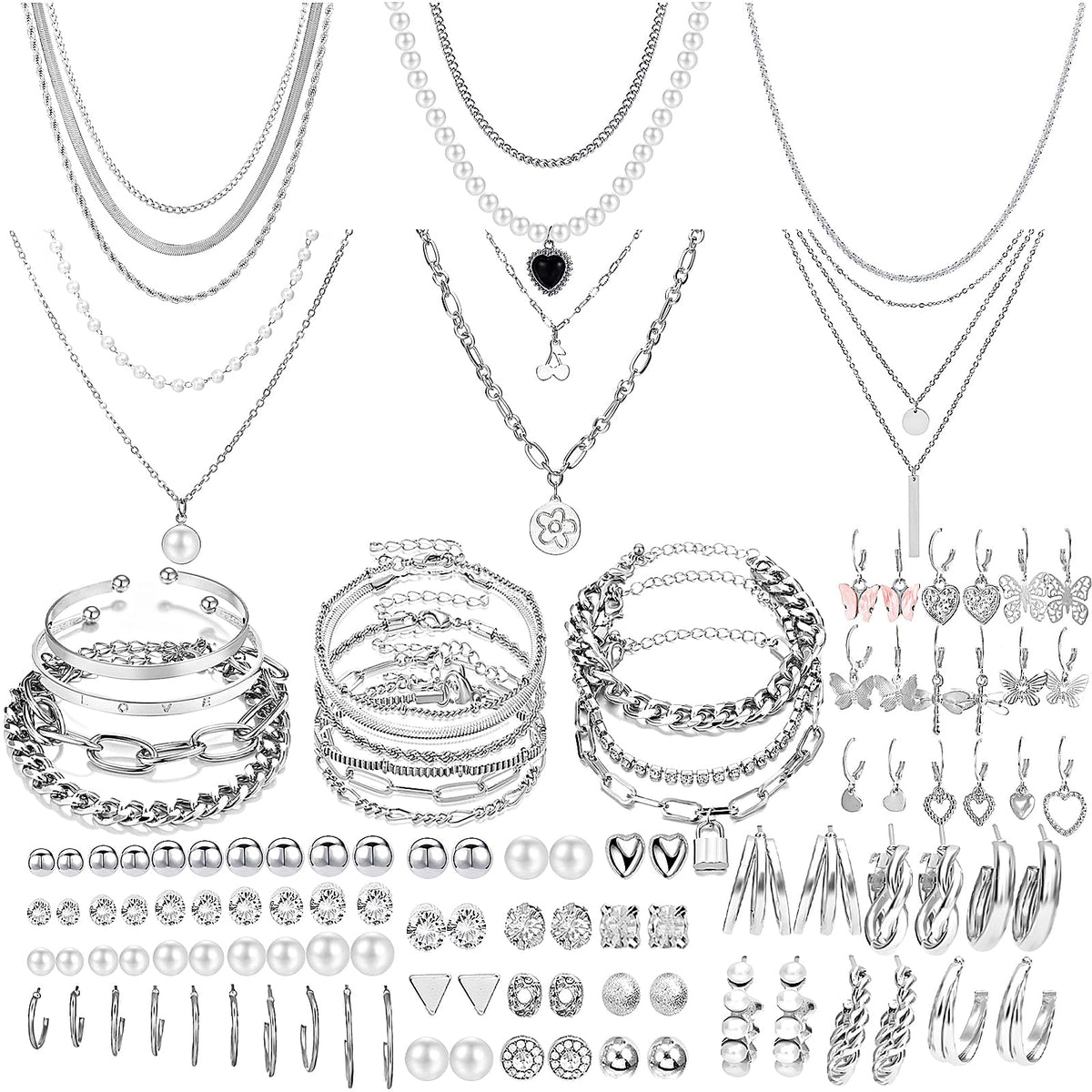69-Piece Gold Jewelry Set for Women | Necklaces, Bracelets & Earrings