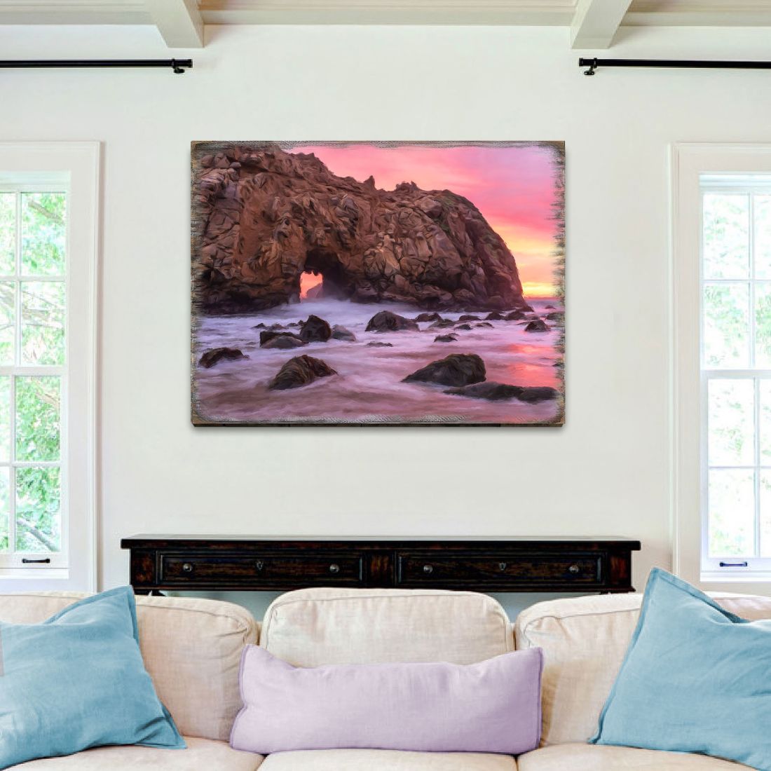 Ocean Sunset Art Wooden Wall Art by Nature Wonders - Nature Wildlife Decor  - 95403B