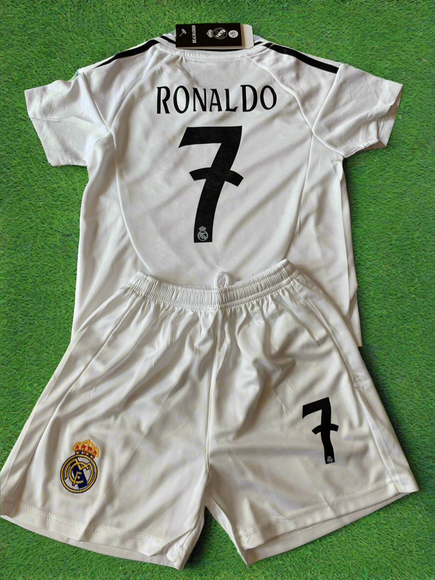 Ronaldo 7 White Kids Soccer Jersey Real Madrid Youth Toddler Sizes