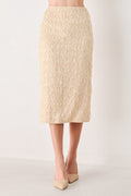 CHAMPAGNE WHISPER SEQUIN EYELASH MESH PENCIL SKIRT