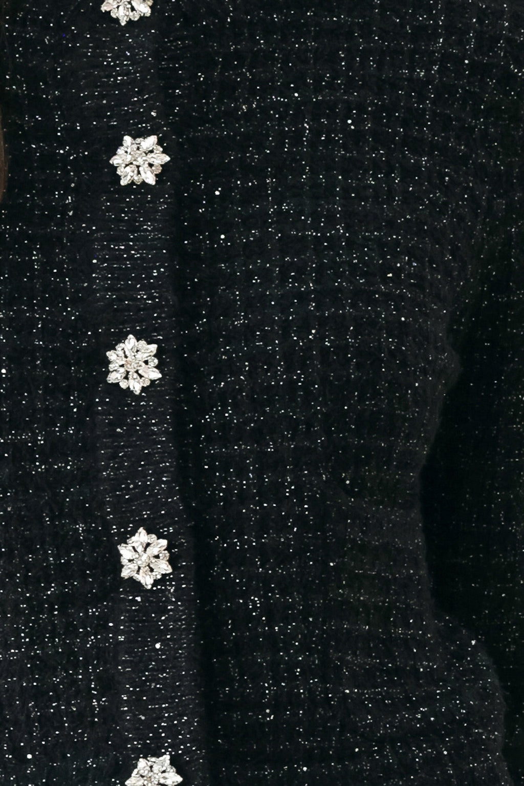 JEWELED MIDNIGHT BLACK BUTTON-DOWN SWEATER CARDIGAN