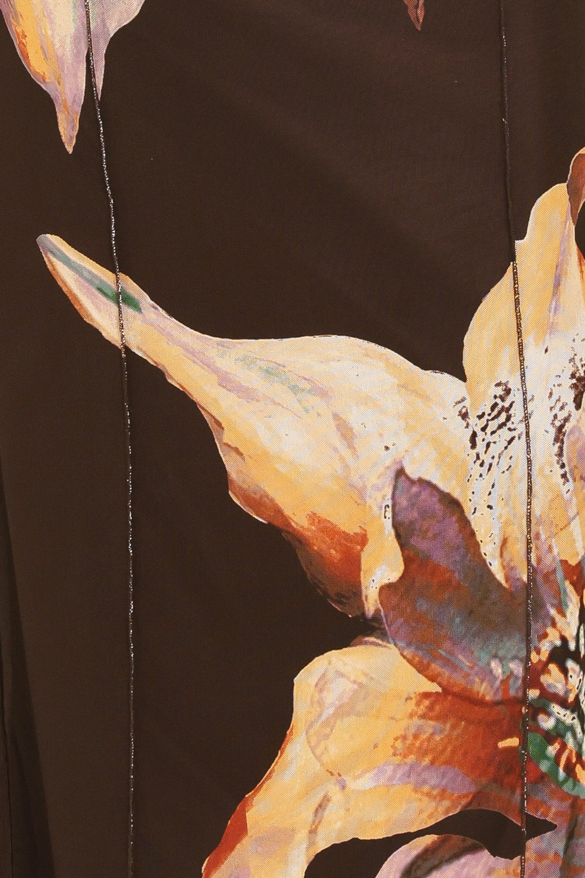 MOCHA MYSTIQUE DARK BROWN PRINTED MESH MIDI DRESS
