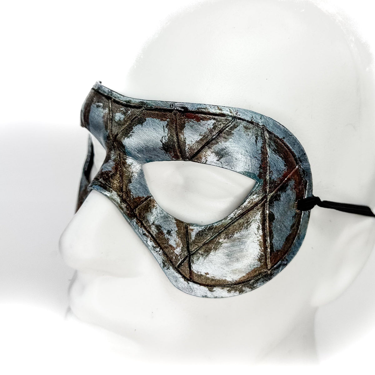Dual Layer Handmade Genuine Leather Mask in Silver Rust with Swarovski Crystals (Copy)