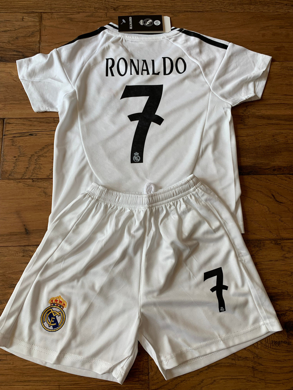 Ronaldo 7 White Kids Soccer Jersey Real Madrid Youth Toddler Sizes