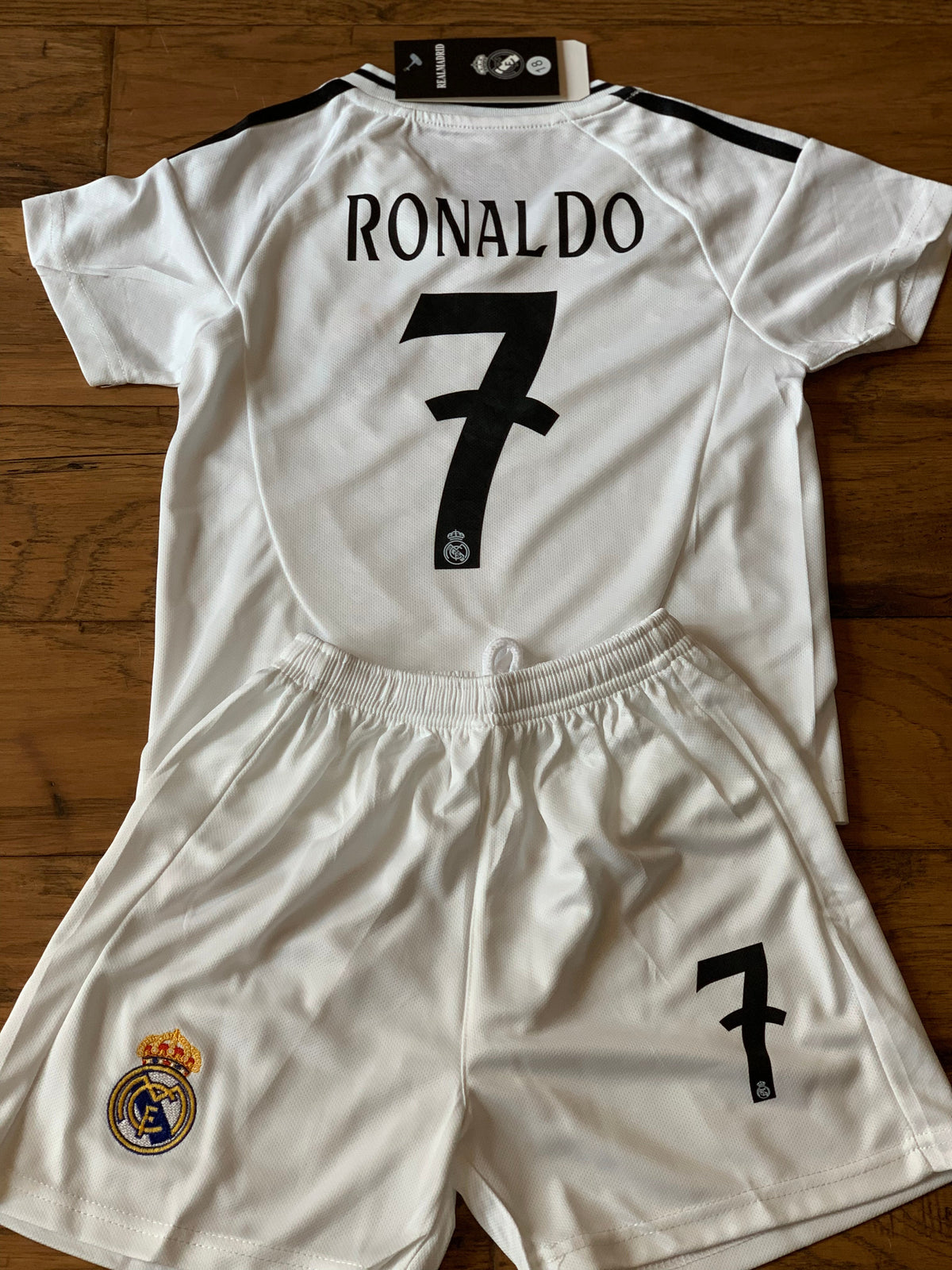 Ronaldo 7 White Kids Soccer Jersey Real Madrid Youth Toddler Sizes