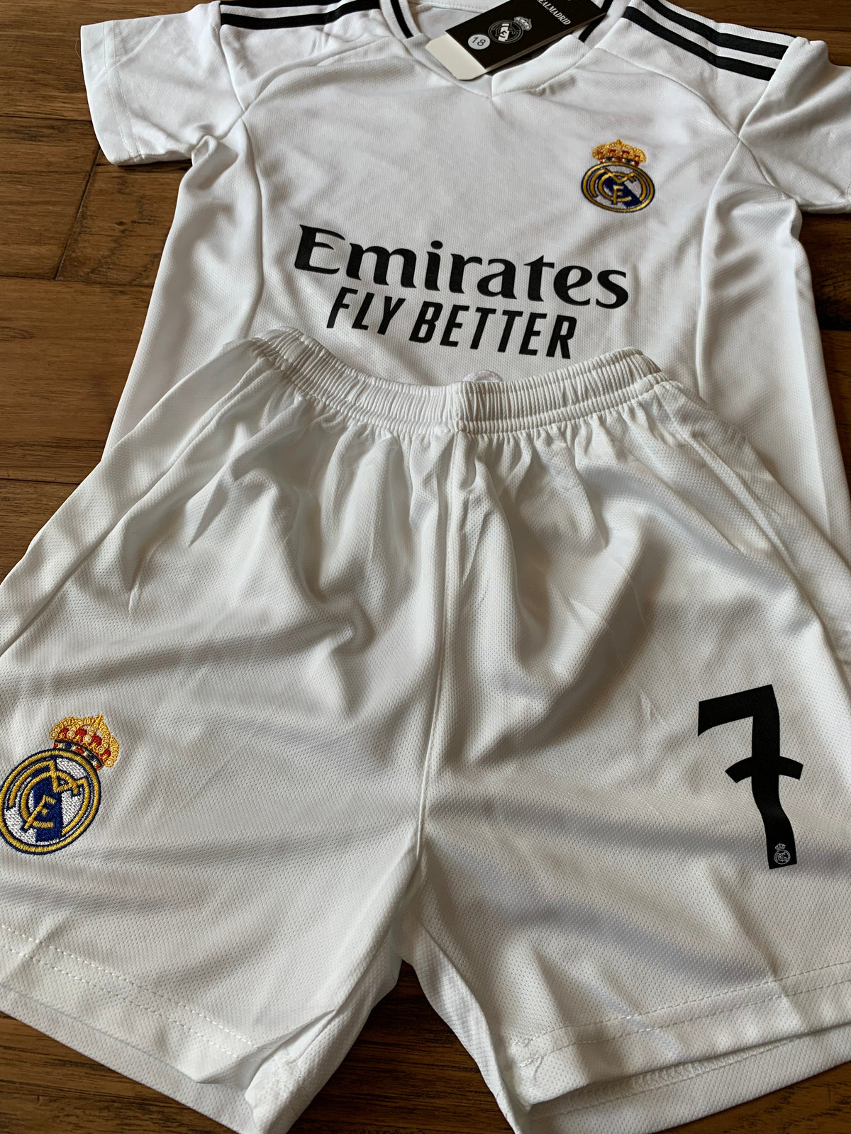 Ronaldo 7 White Kids Soccer Jersey Real Madrid Youth Toddler Sizes
