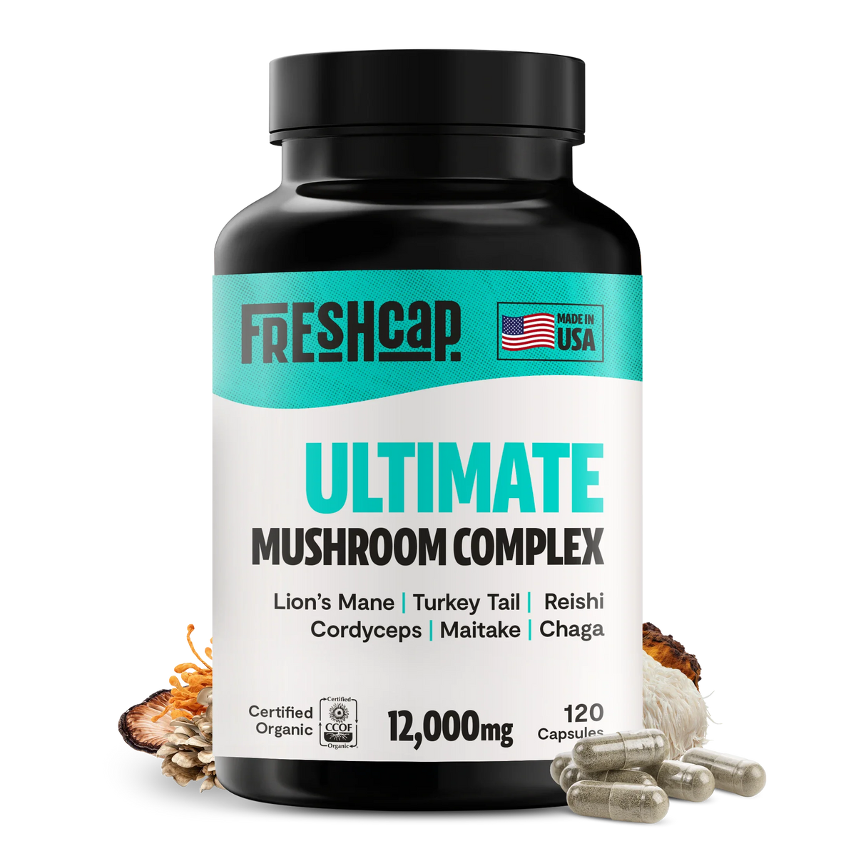 Organic Mushroom Complex Supplement Capsules