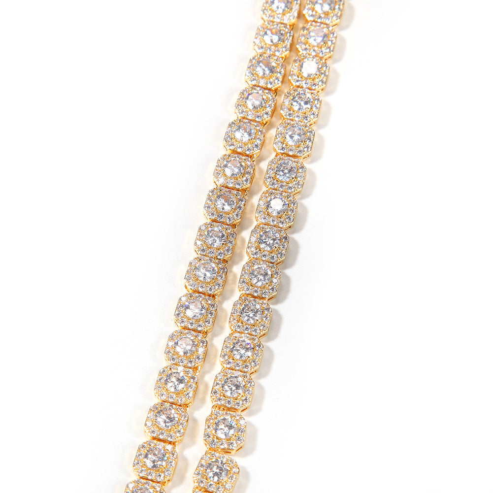 Hip-hop 9mm square rock candy zircon bracelet