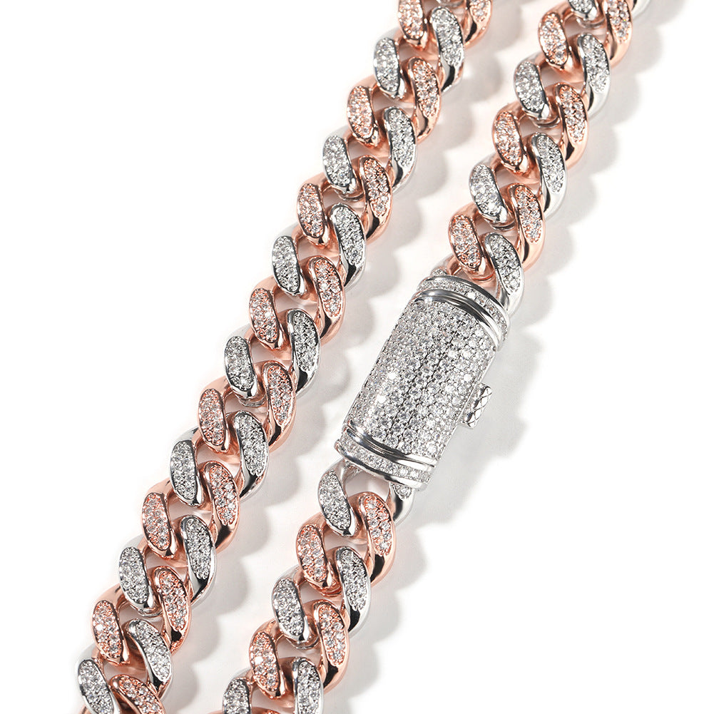 Hip-hop diamond-encrusted zircon three-cross Cuban necklace