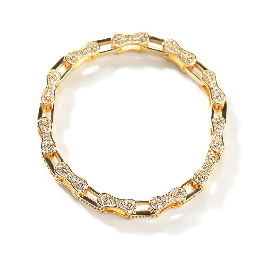 Hip Hop Rhinestone 5mm Bicycle Chain Necklace