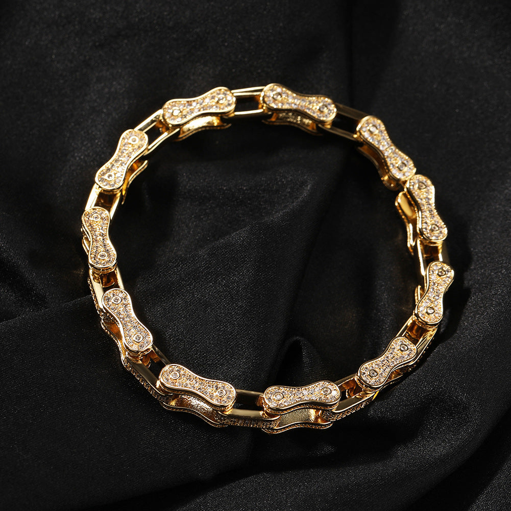 Hip Hop Rhinestone 5mm Bicycle Chain Necklace