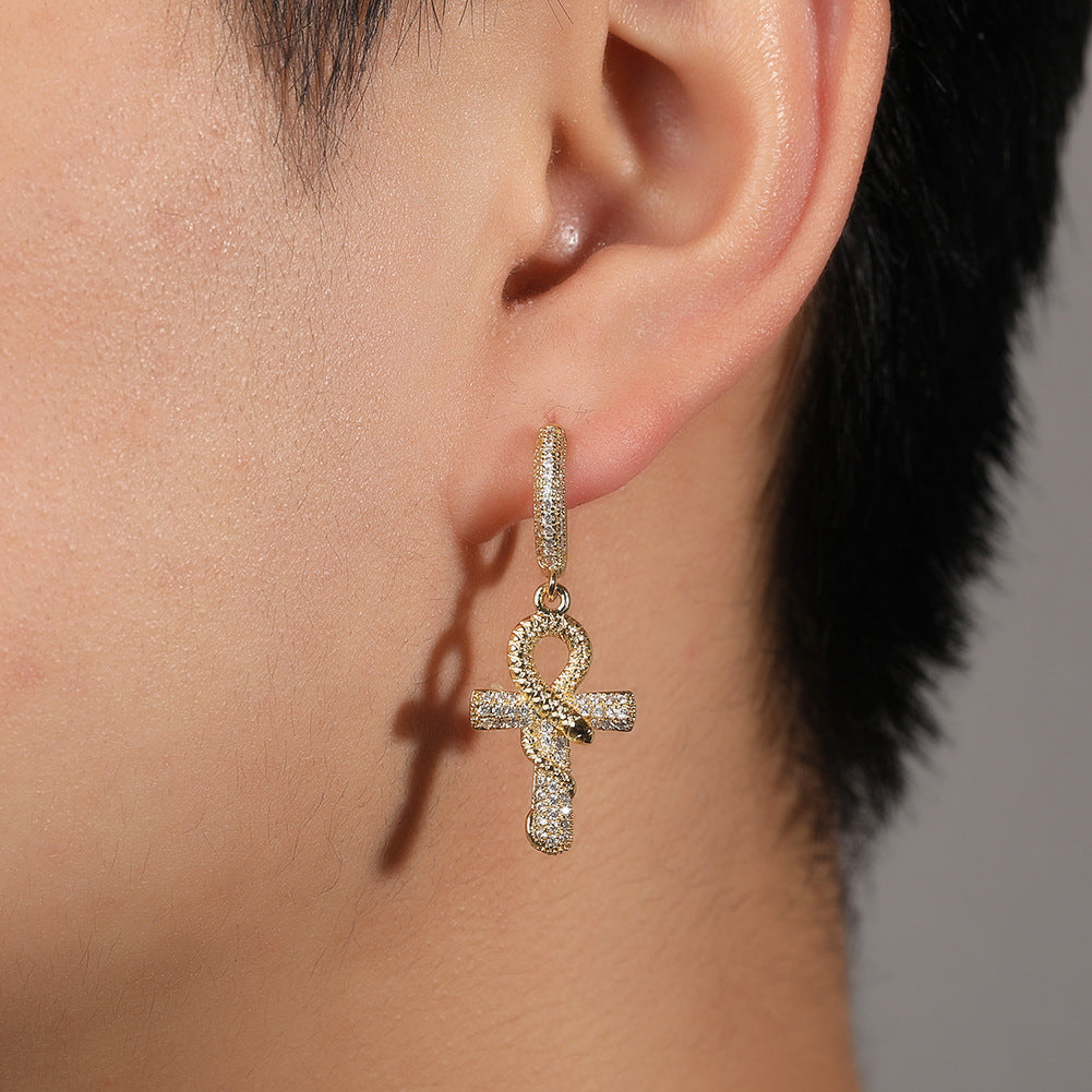 Hip-hop Anhe snake zircon earrings