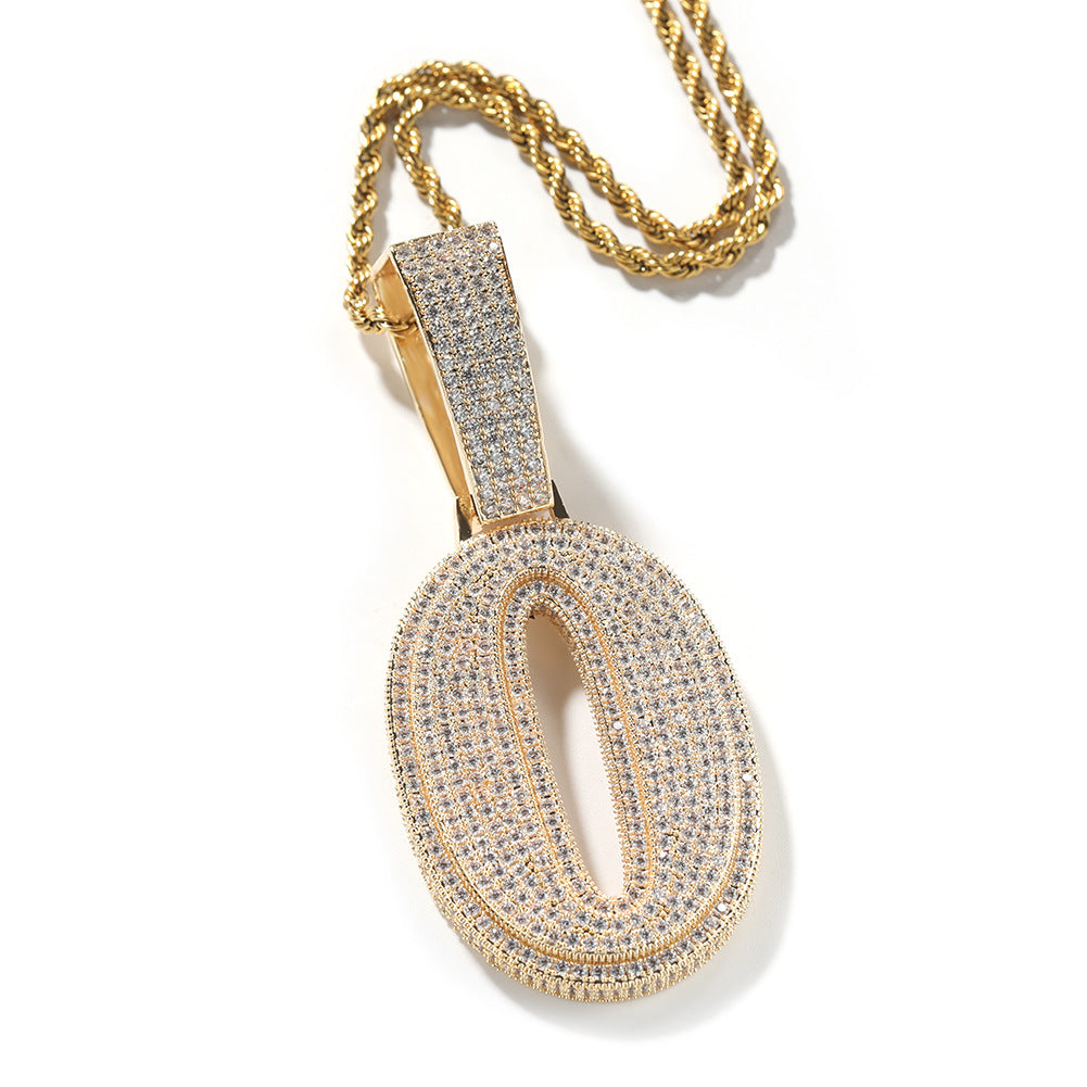 Hip-hop diamond-encrusted number pendant