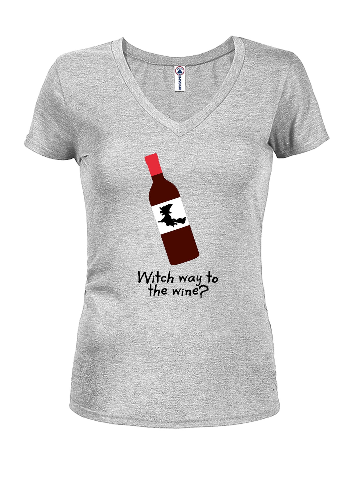 Witch way to the wine? Juniors V Neck T-Shirt
