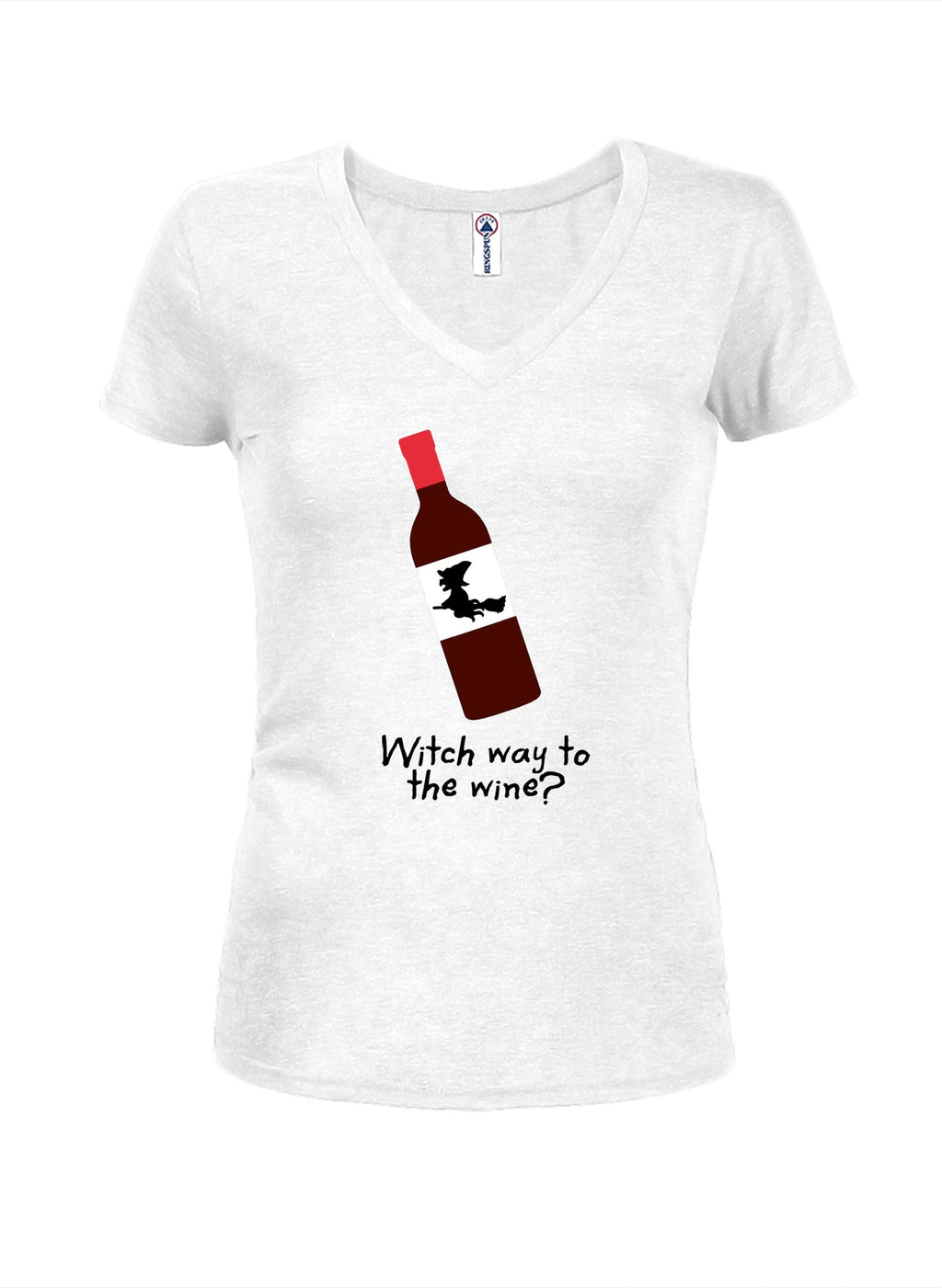 Witch way to the wine? Juniors V Neck T-Shirt