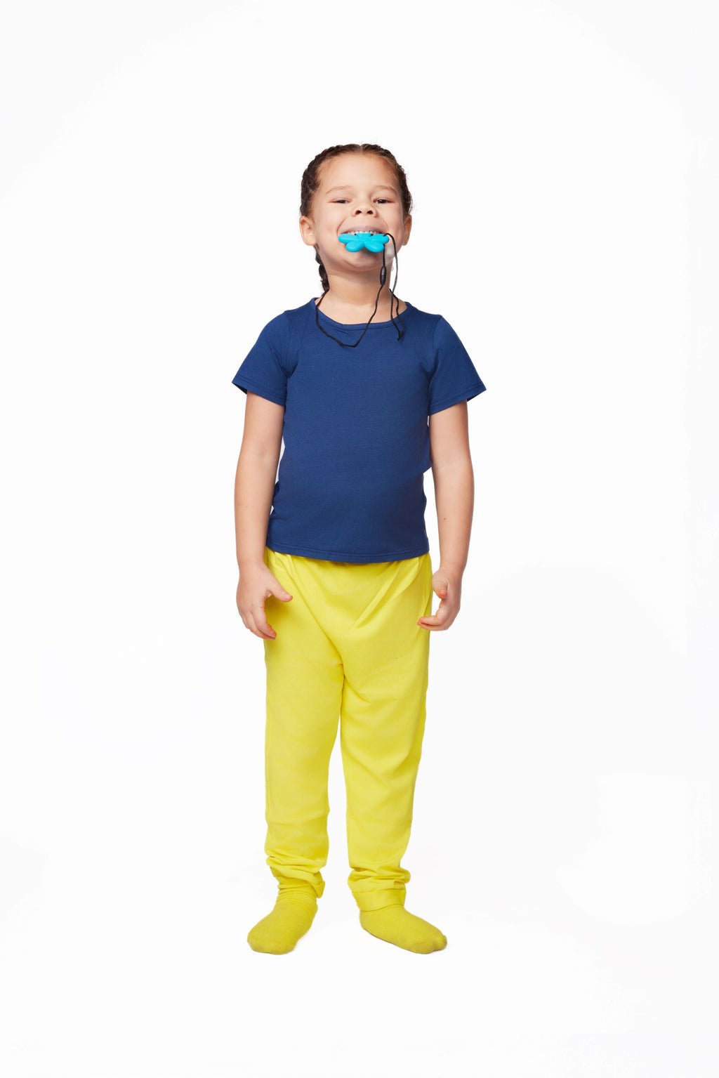 The Everday Sensory Friendly Navy Tee w Chewy Necklace- *actual chewy necklace design may vary, but color will match tee*