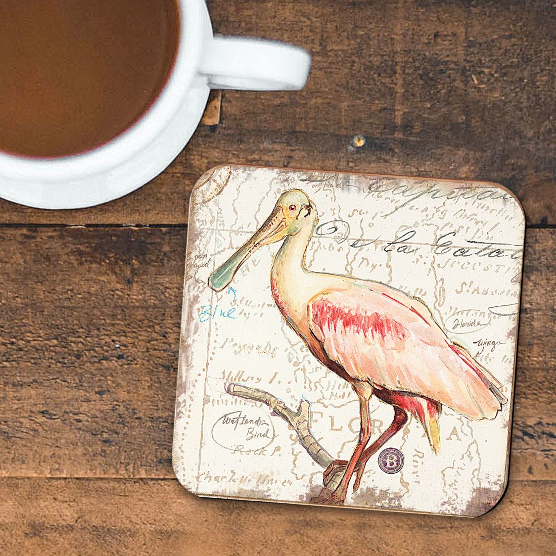 Bird Wooden Cork Coasters Gift Set of 4 by Nature Wonders - Nature Wildlife Decor  - 8198624C-S4