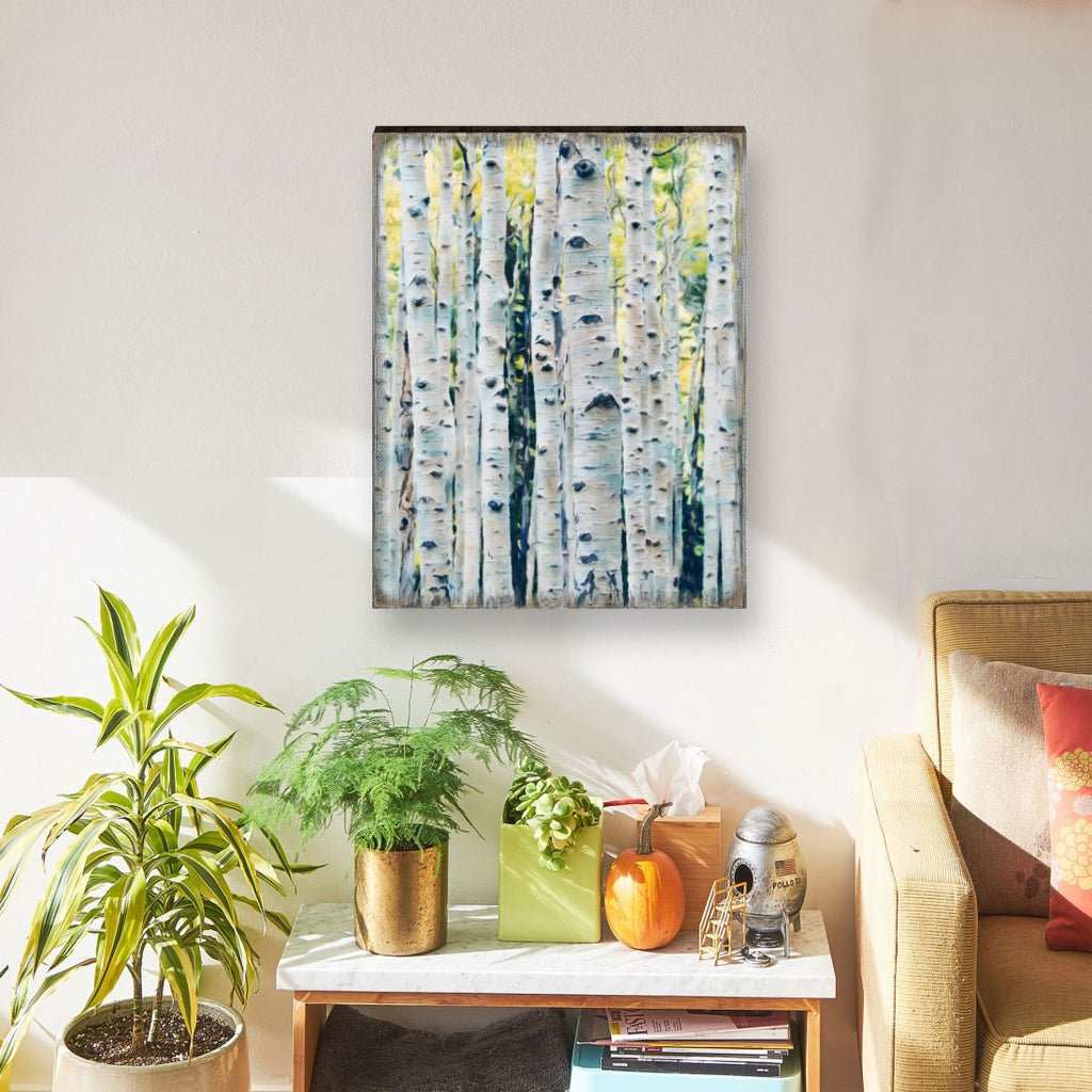 Birch Grove Art Wooden Wall Art by Nature Wonders - Nature Wildlife Decor  - 95390B