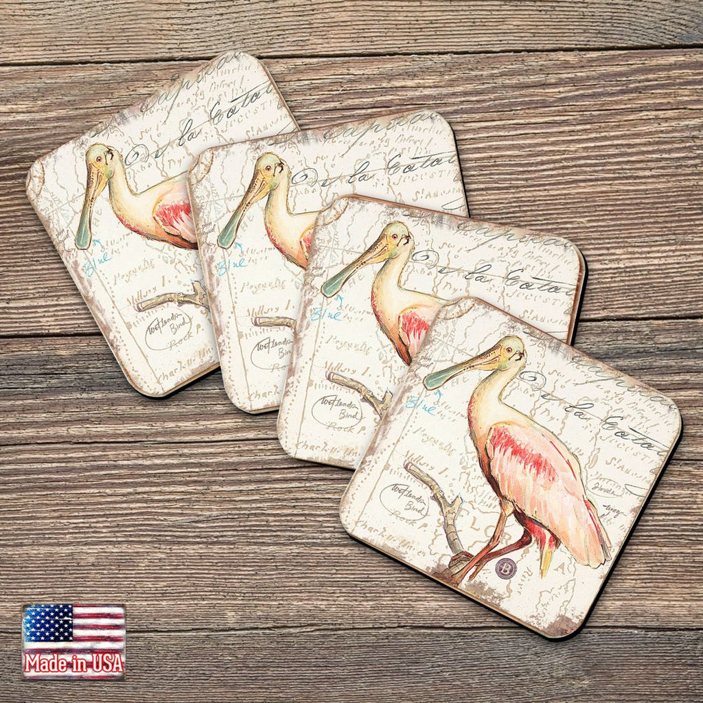 Bird Wooden Cork Coasters Gift Set of 4 by Nature Wonders - Nature Wildlife Decor  - 8198624C-S4