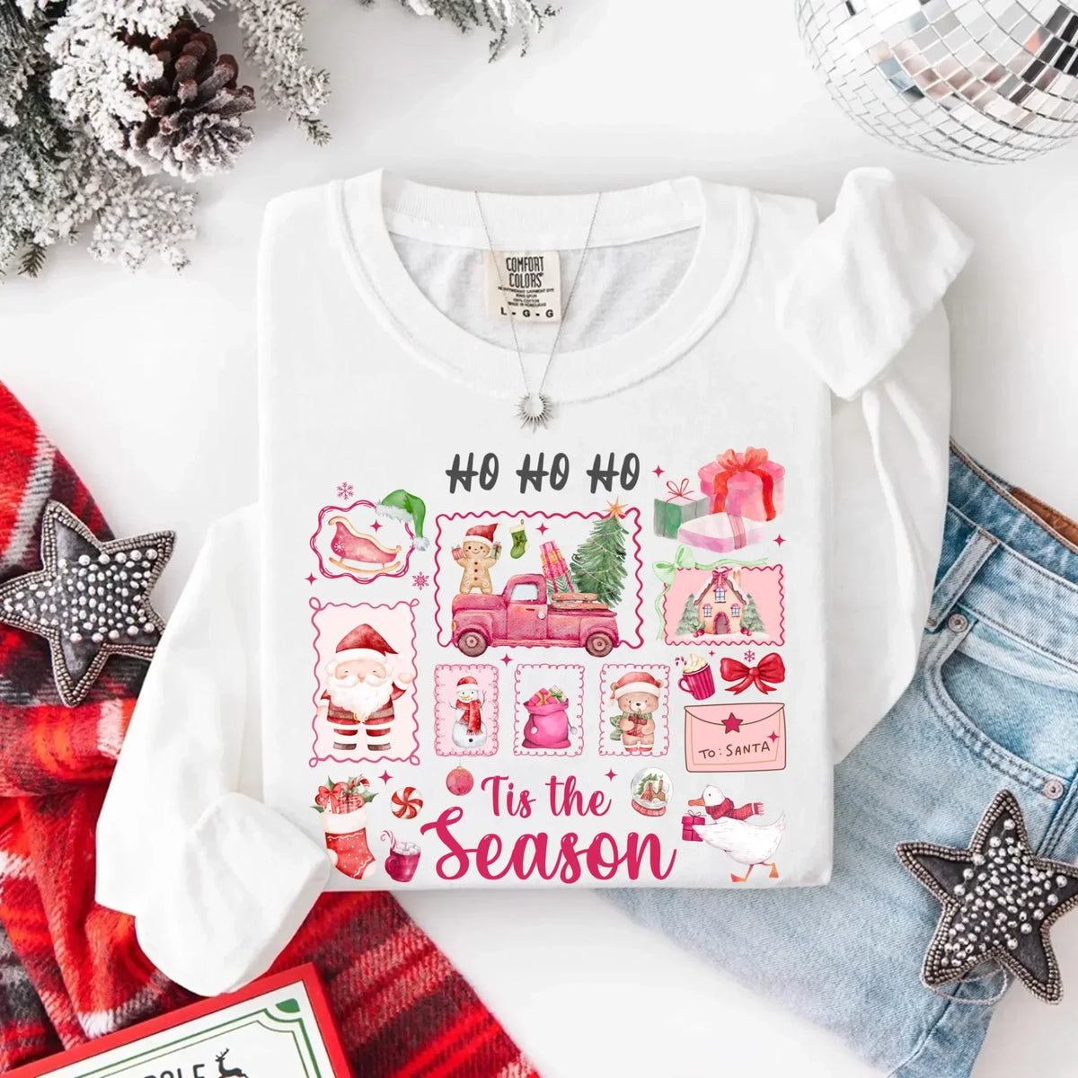 Comfort Colors Long Sleeve Ho Ho Ho Tis The Season Christmas Shirt