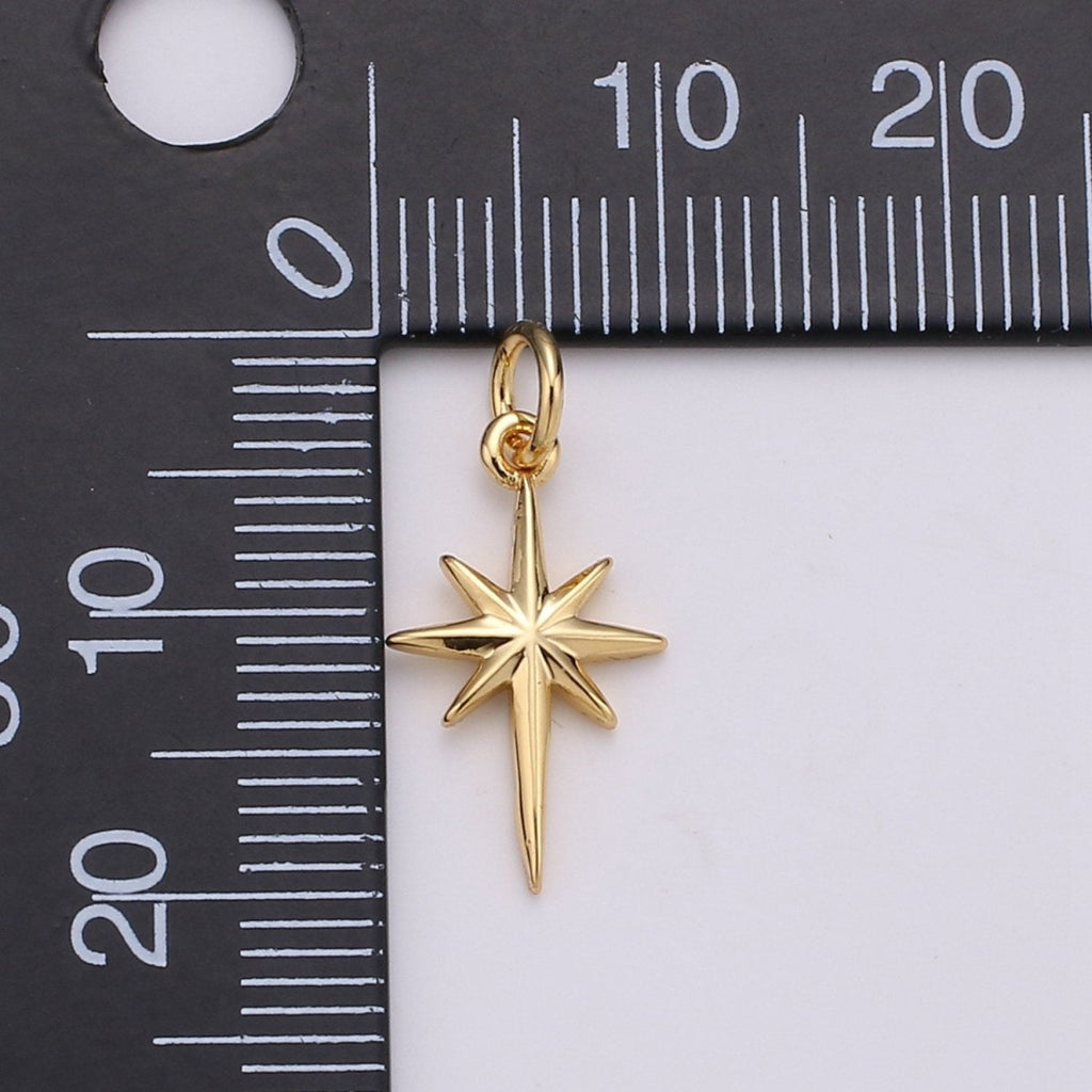 Dainty Gold  North Star Charm Necklace, Bethlehem Star Pendant in Silver Celestial Jewelry Making Supply D-450 D-451