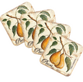Pears Wooden Cork Coasters Gift Set of 4 by Nature Wonders - Nature Wildlife Decor  - 8198631C-S4
