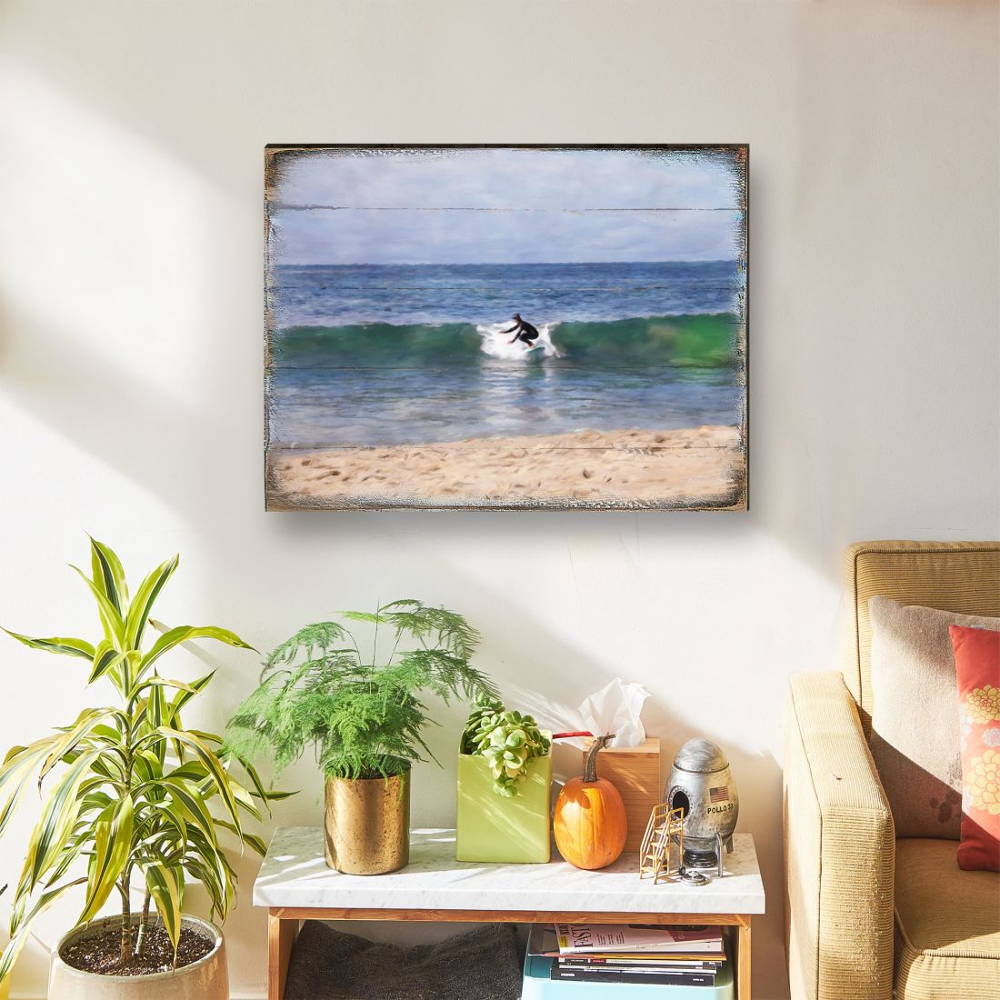 Surfer at the Shore Wooden Coastal Wall Art by Nature Wonders - Coastal Sea-Life Decor - 95227-2B