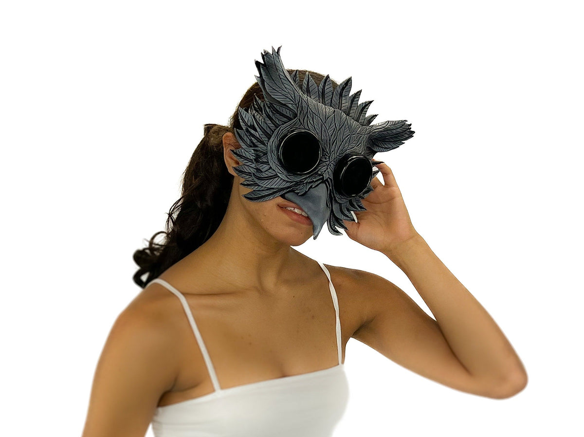 Black Raven Goggles Handmade Genuine Leather Mask