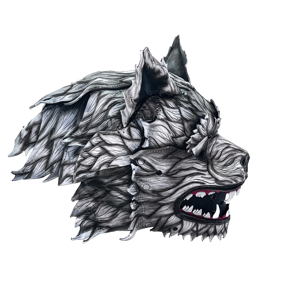 The Grey Lycan - Handmade Genuine Leather Helmet Mask