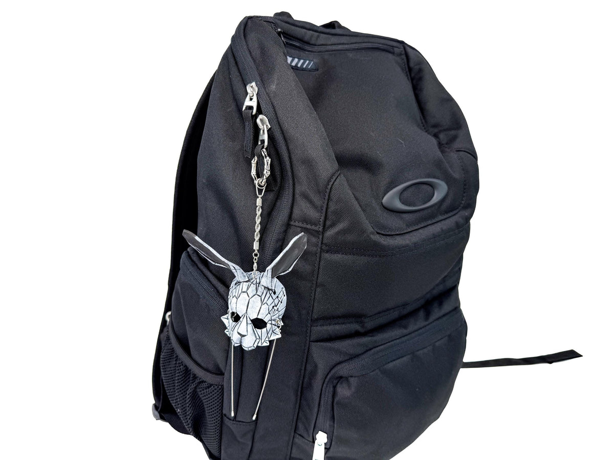 Geometric Bunny Leather Mini Mask – Handcrafted Charm for Rearview Mirrors, Handbags, Lanyards, Party Favors & More