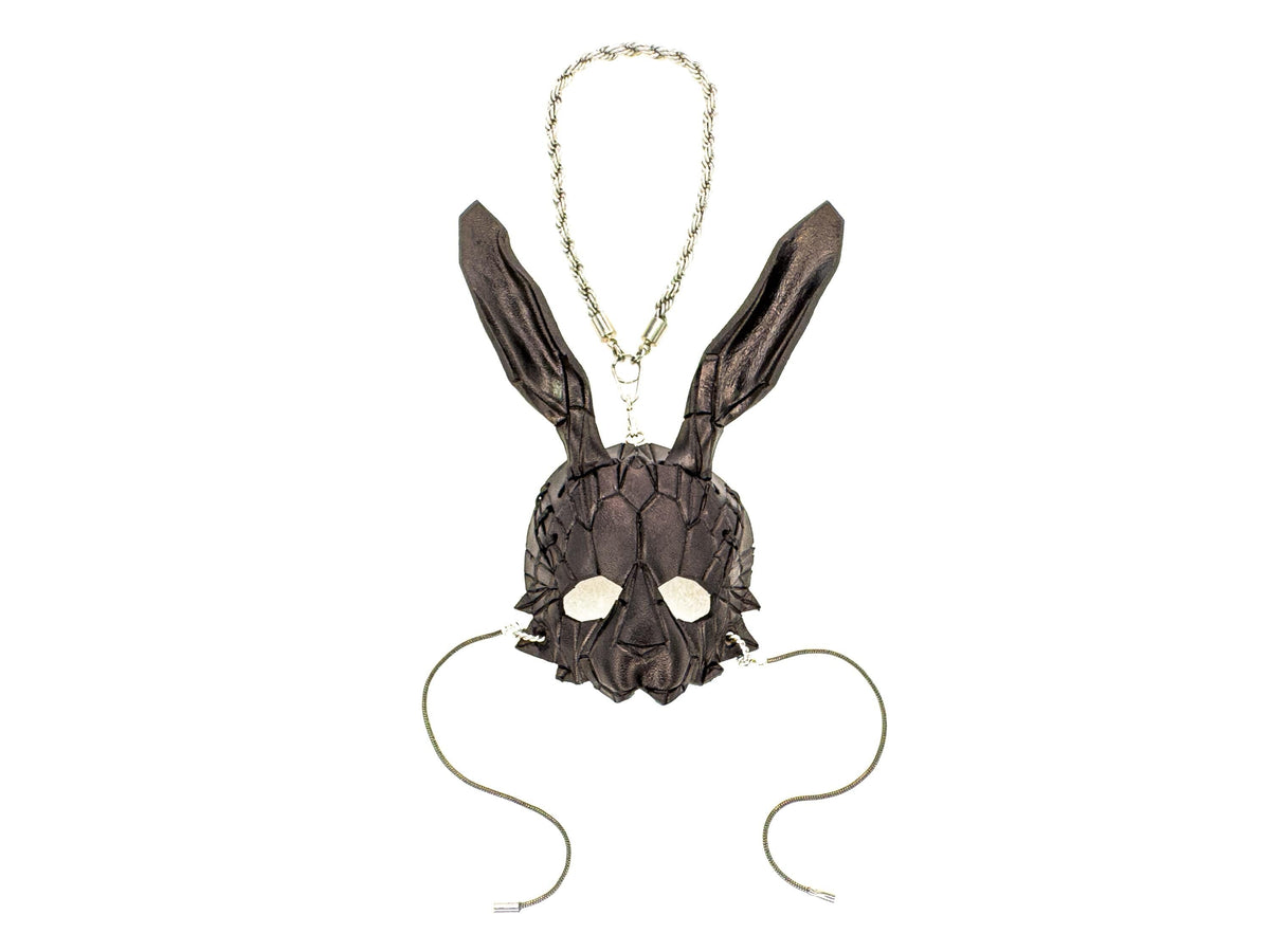Geometric Bunny Leather Mini Mask – Handcrafted Charm for Rearview Mirrors, Handbags, Lanyards, Party Favors & More