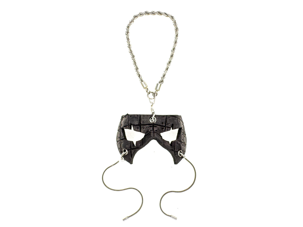 Grid Leather Mini Mask – Handcrafted Charm for Rearview Mirrors, Handbags, Lanyards, Party Favors & More