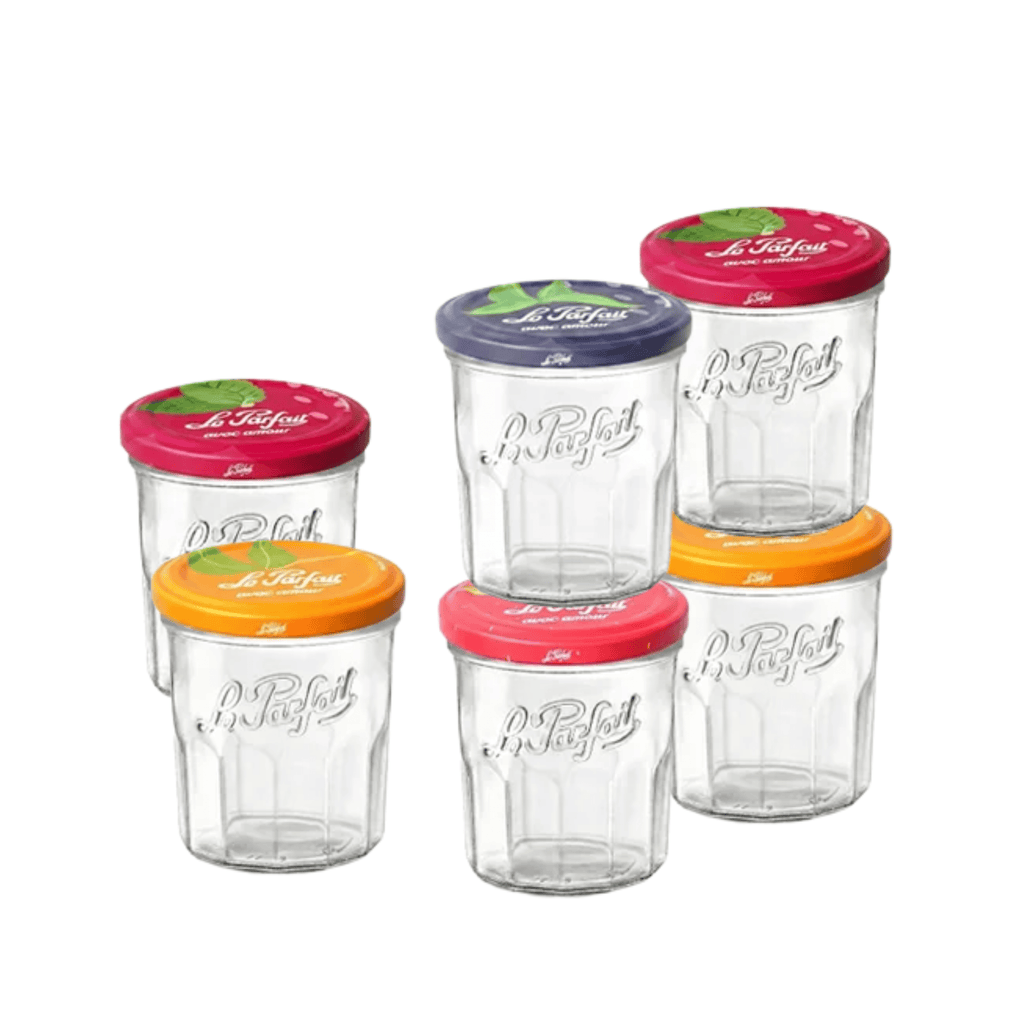 Le Parfait Jam Jars, French Glass Jars with 82mm Twist Lids for Jam and Preserves