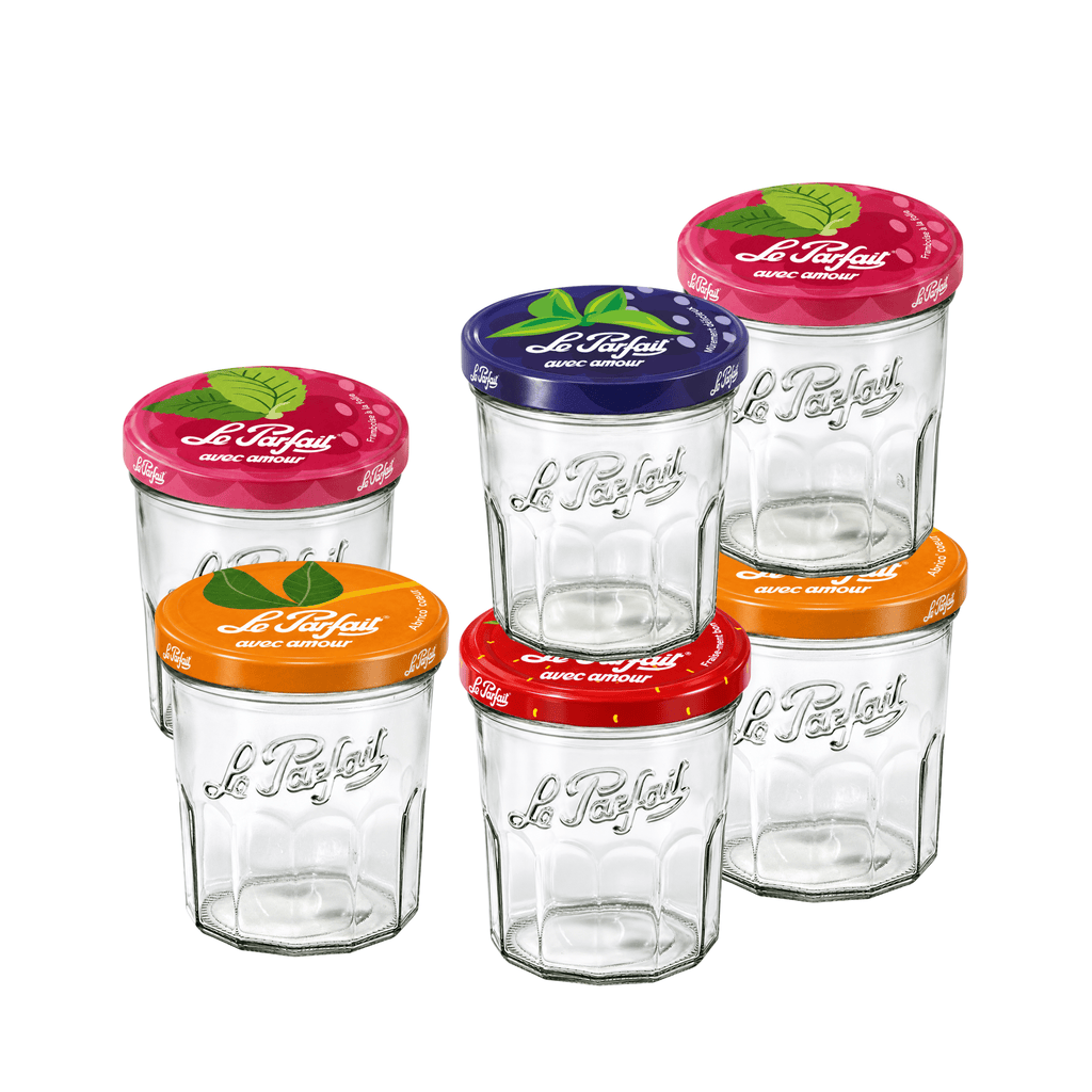 Le Parfait Jam Jars, French Glass Jars with 82mm Twist Lids for Jam and Preserves