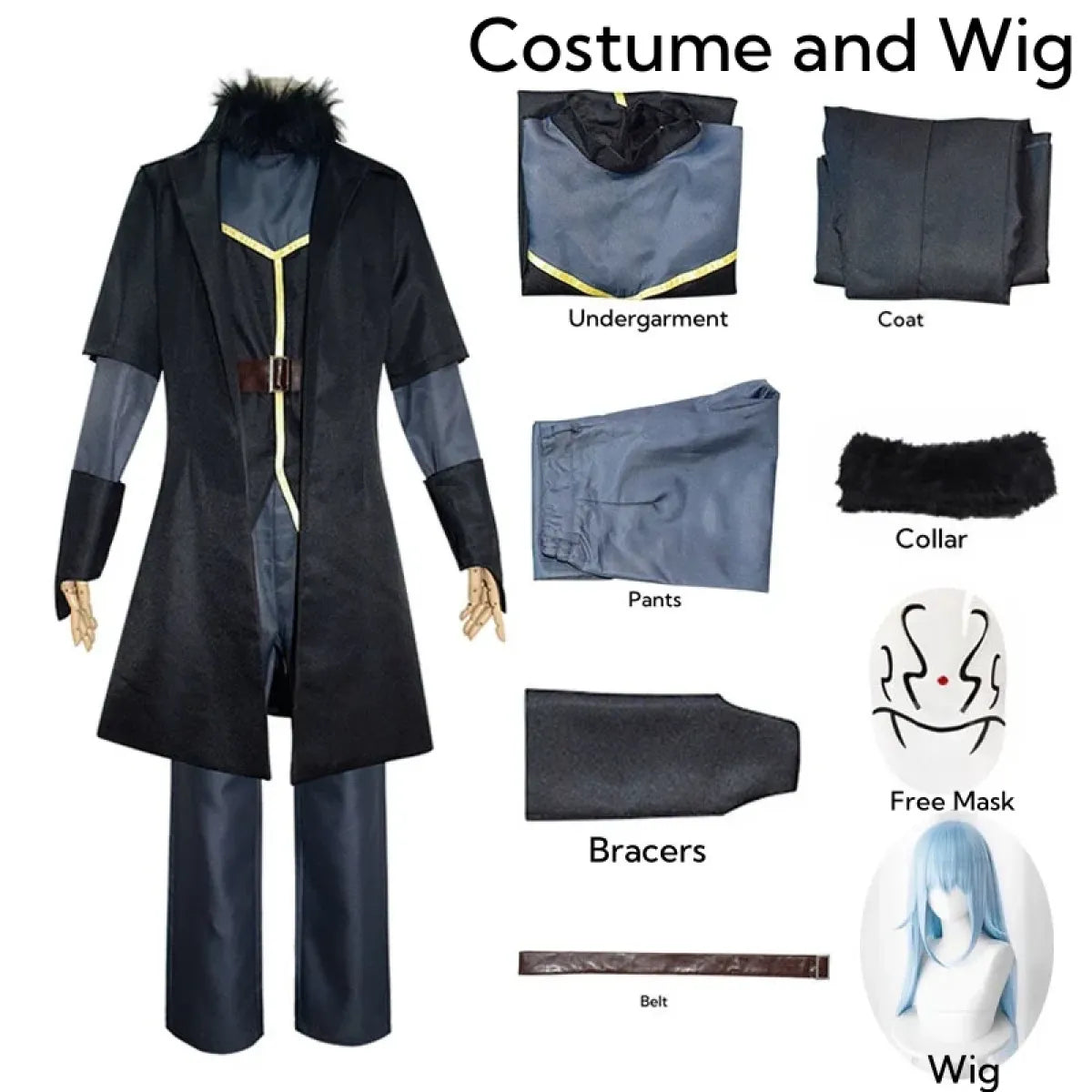 Rimuru Tempest Cosplay Costume – Reincarnated as a Slime Wig & Mask