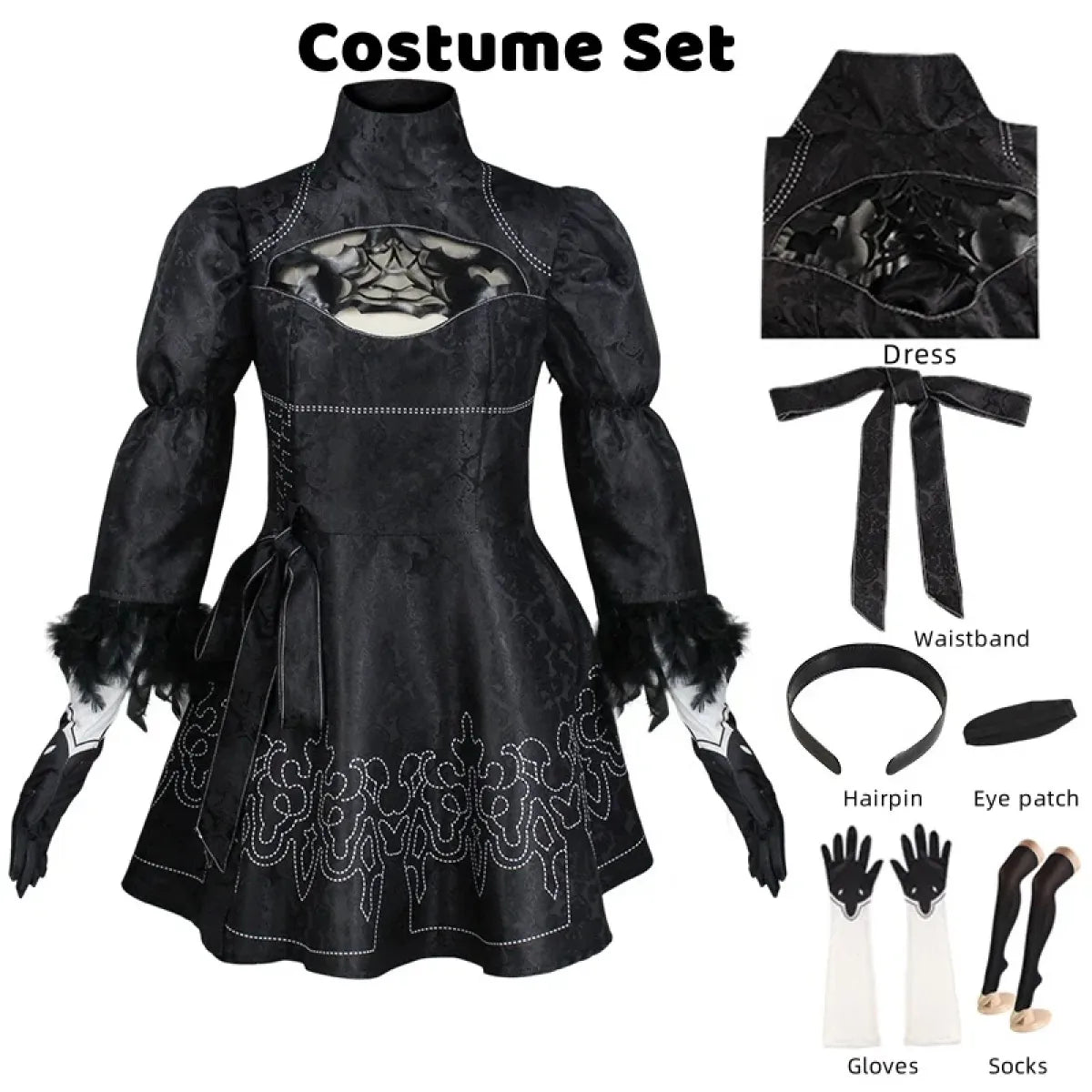 NieR: Automata 9S & 2B Cosplay Costume with Wig and Accessories